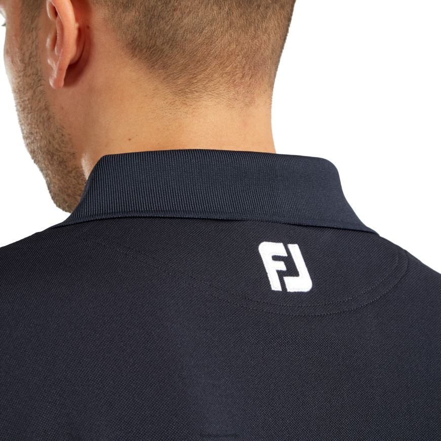 marineblå stretch pique solid ribbestrikket krage R6P2F155 marinen Footjoy