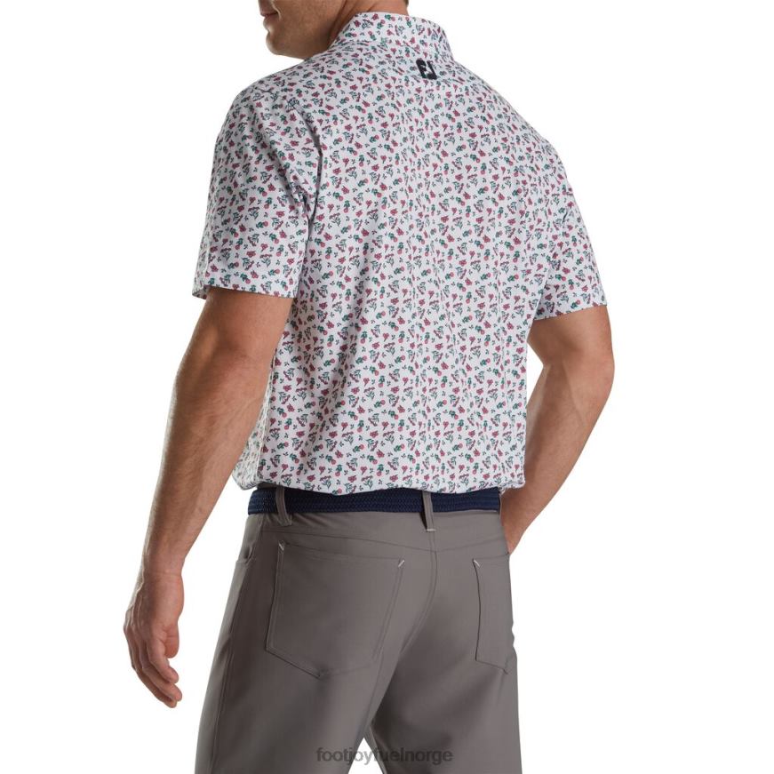 mini floral lisle self krage hvit-vannmelon-sjøgrønn R6P2F1740 hvit-vannmelon-sjøgrønn Footjoy