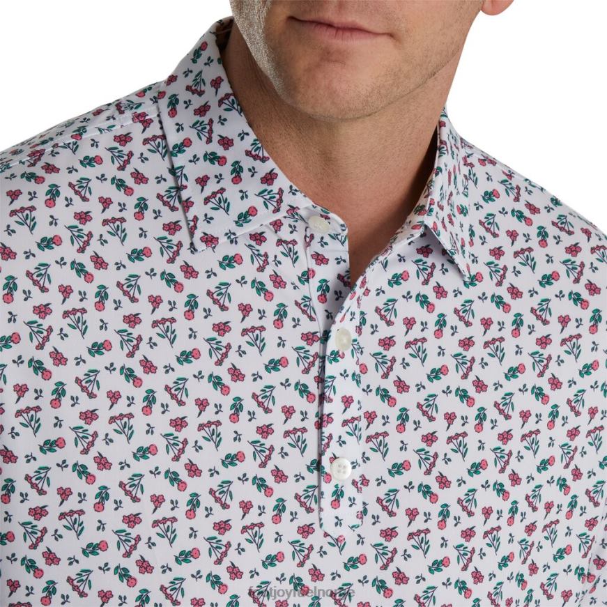 mini floral lisle self krage hvit-vannmelon-sjøgrønn R6P2F1740 hvit-vannmelon-sjøgrønn Footjoy