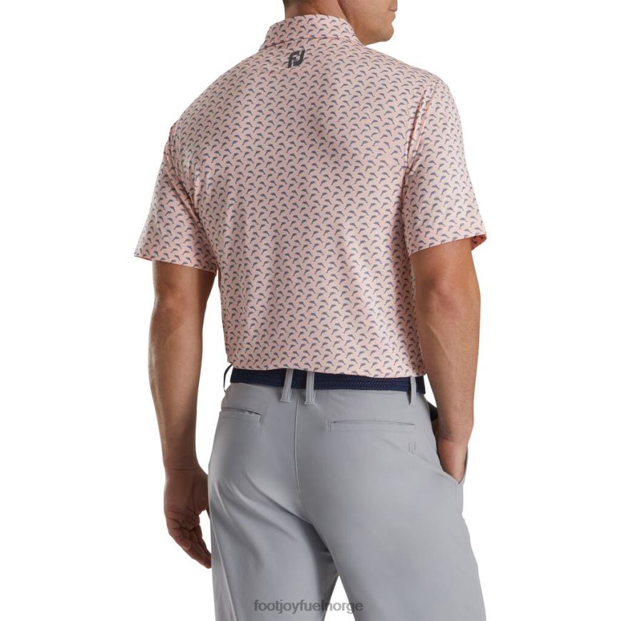 quartz rosa-grafitt atletisk passform lisle springende delfiner print selv krage R6P2F1792 kvarts rosa-grafitt Footjoy