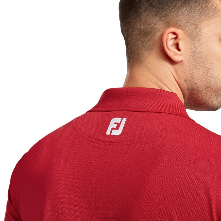 rød stretch pique solid ribbestrikket krage R6P2F968 rød Footjoy