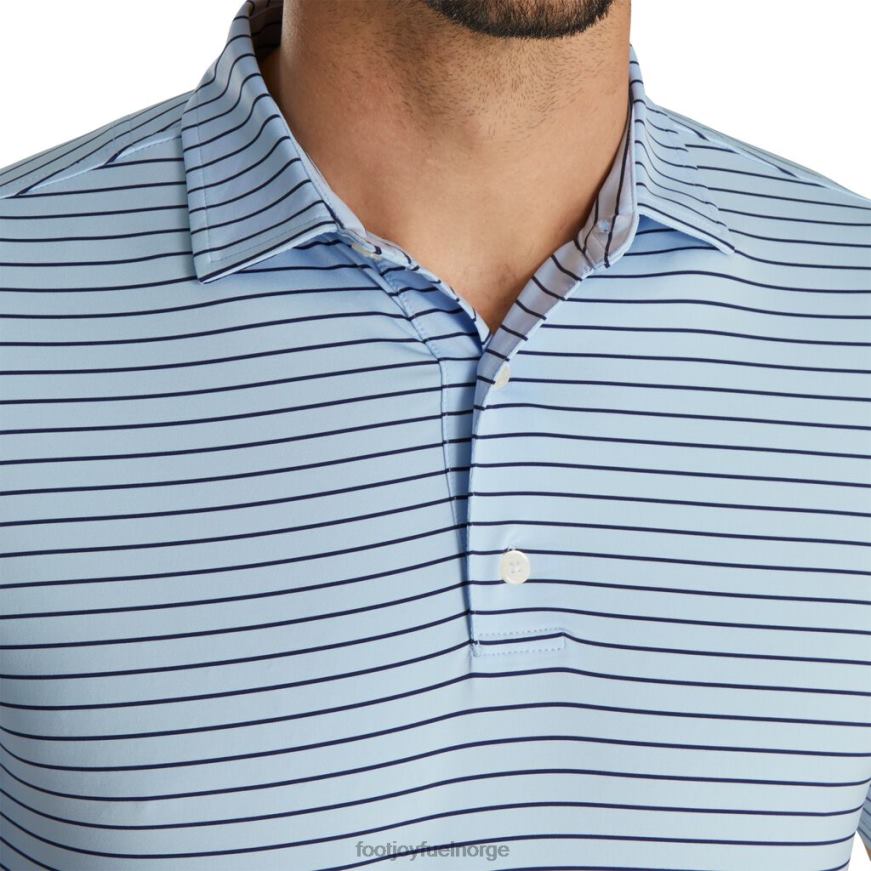 sky-marine atletisk passform klassisk stripe selv krage R6P2F1881 himmelflåten Footjoy