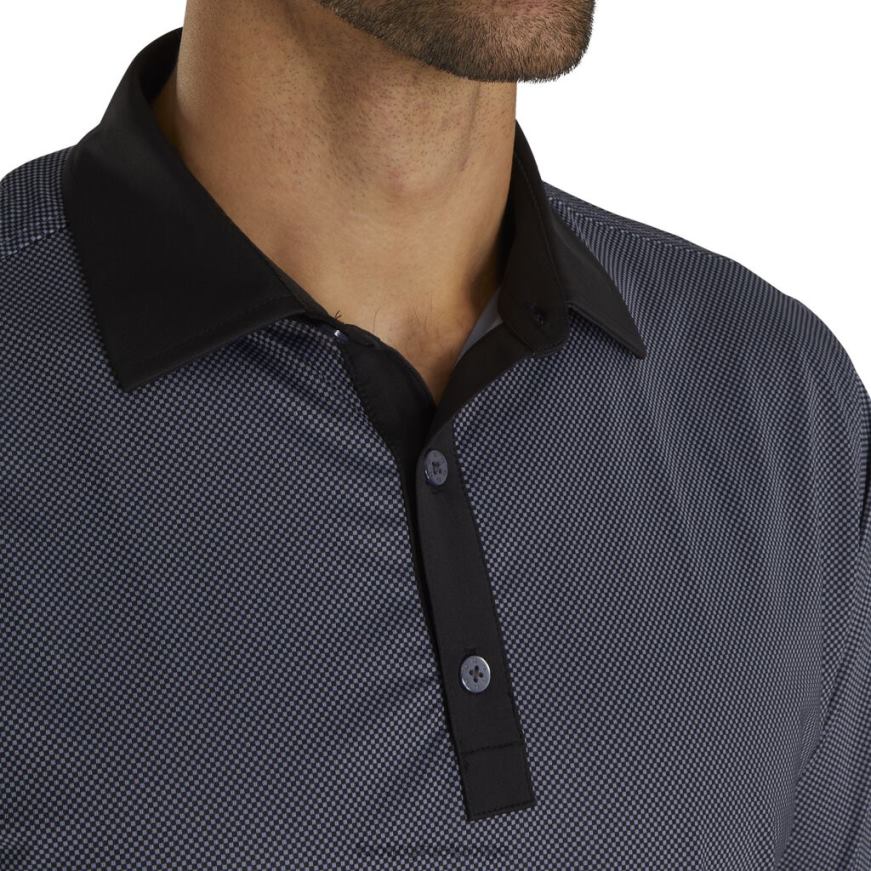 sort skifer stretch lisle mini rutetrykk R6P2F1927 svart-skifer Footjoy