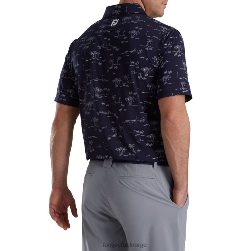 tropic golf print lisle self krage marine-hvit R6P2F2670 marine-hvit Footjoy