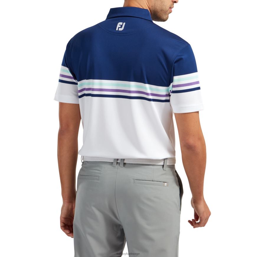 blå-hvit stretch pique fargeblokk R6P2F497 blå hvit Footjoy