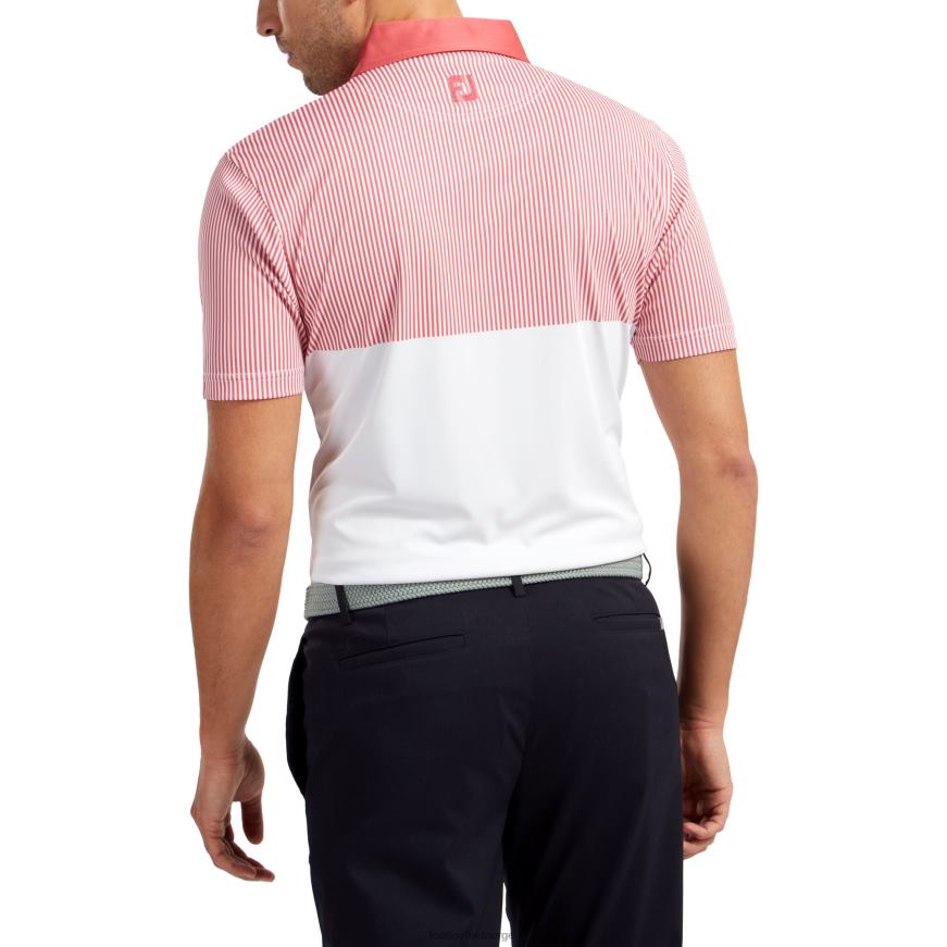 hvit-kappe rød glatt piké konstruert vertikalt trykk R6P2F1280 hvit-kappe rød Footjoy