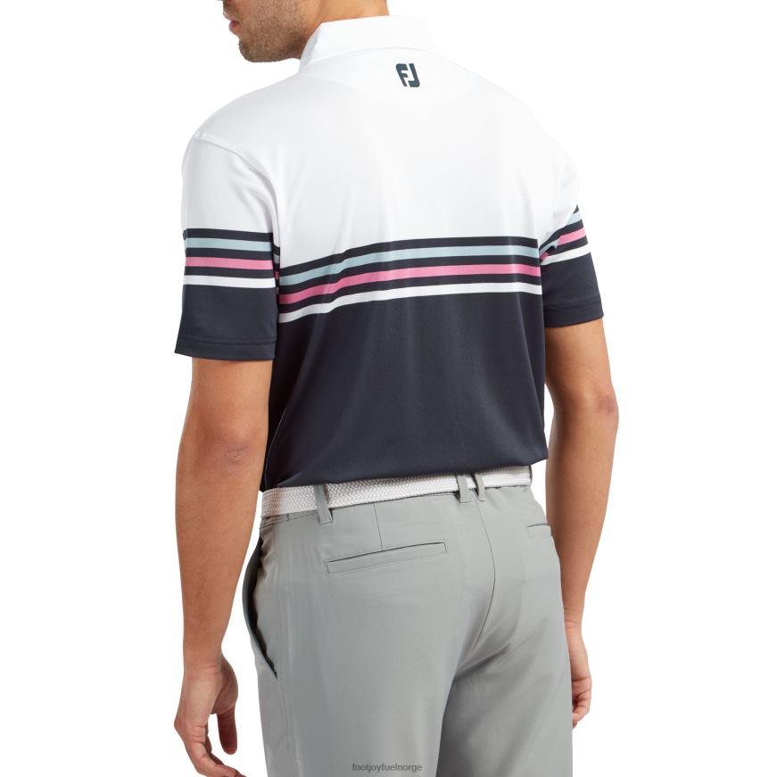 hvit-marine stretch pique fargeblokk R6P2F494 hvit-marine Footjoy