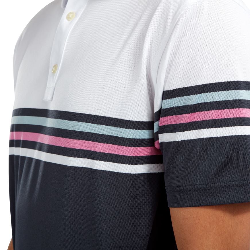 hvit-marine stretch pique fargeblokk R6P2F494 hvit-marine Footjoy