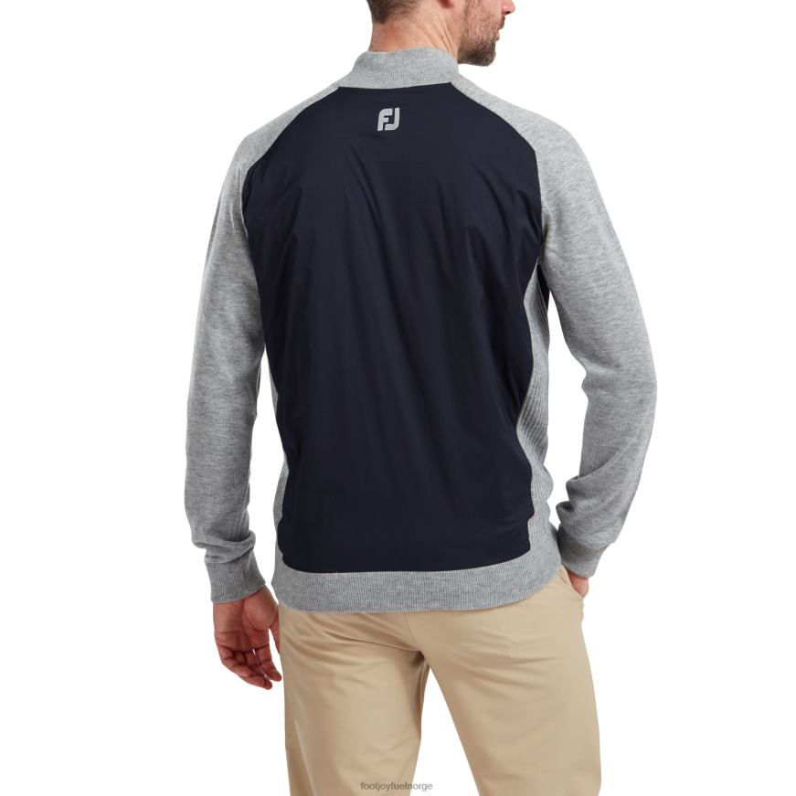 marinegrå ullblanding tech genser med full glidelås R6P2F1224 marinegrå Footjoy