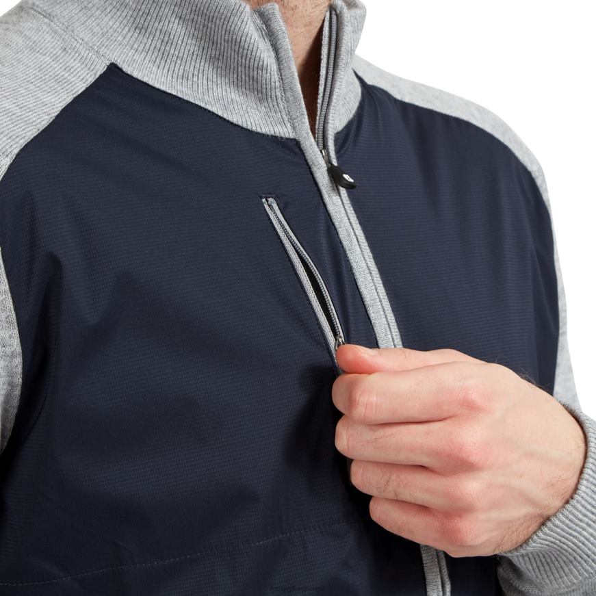 marinegrå ullblanding tech genser med full glidelås R6P2F1224 marinegrå Footjoy