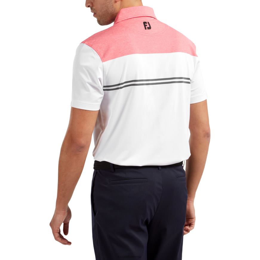 rød-hvit-kull lyngfargeblokk lisle ytelsesskjorter R6P2F1262 rød-hvit-kull Footjoy