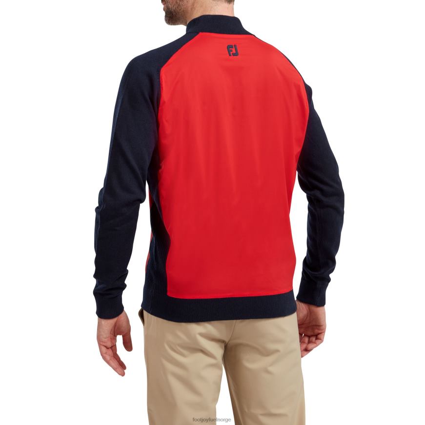 rød-marinblå ullblanding tech genser med full glidelås R6P2F1226 rød-marine Footjoy