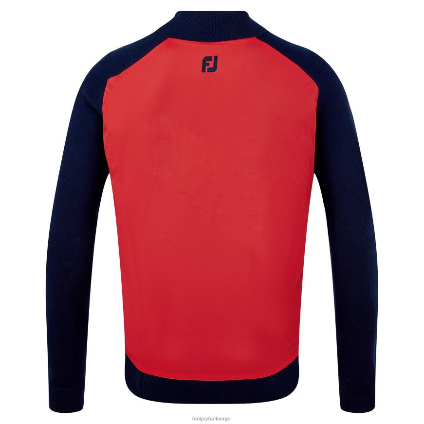 rød-marinblå ullblanding tech genser med full glidelås R6P2F1226 rød-marine Footjoy