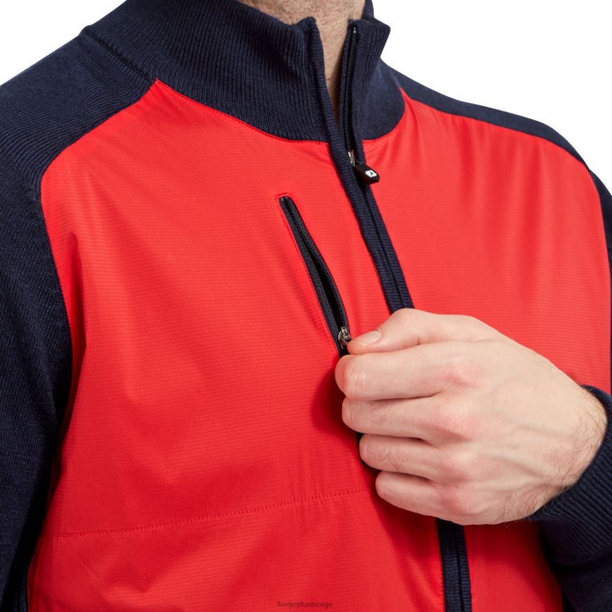 rød-marinblå ullblanding tech genser med full glidelås R6P2F1226 rød-marine Footjoy
