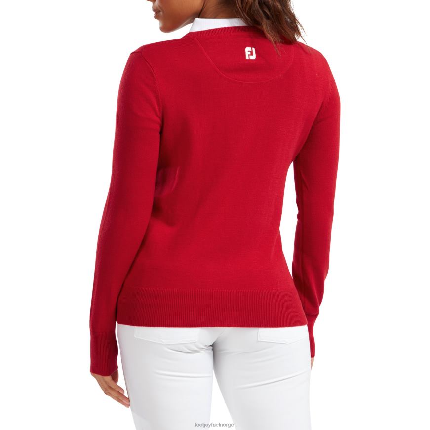 rød ullblanding v-hals genser dame R6P2F1584 rød Footjoy