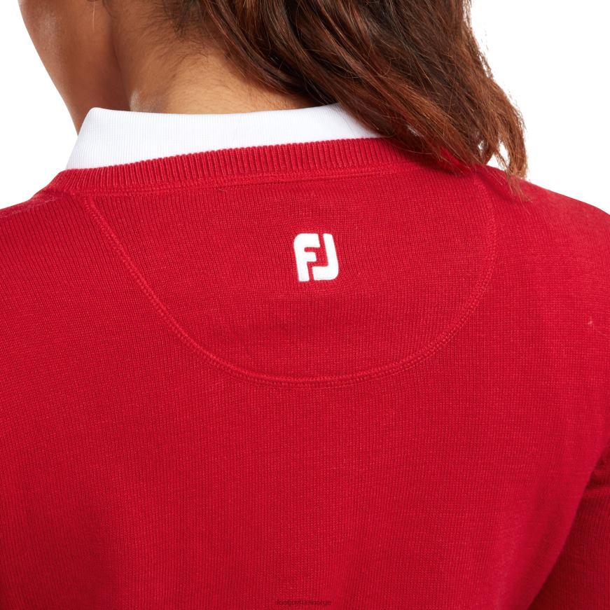 rød ullblanding v-hals genser dame R6P2F1584 rød Footjoy