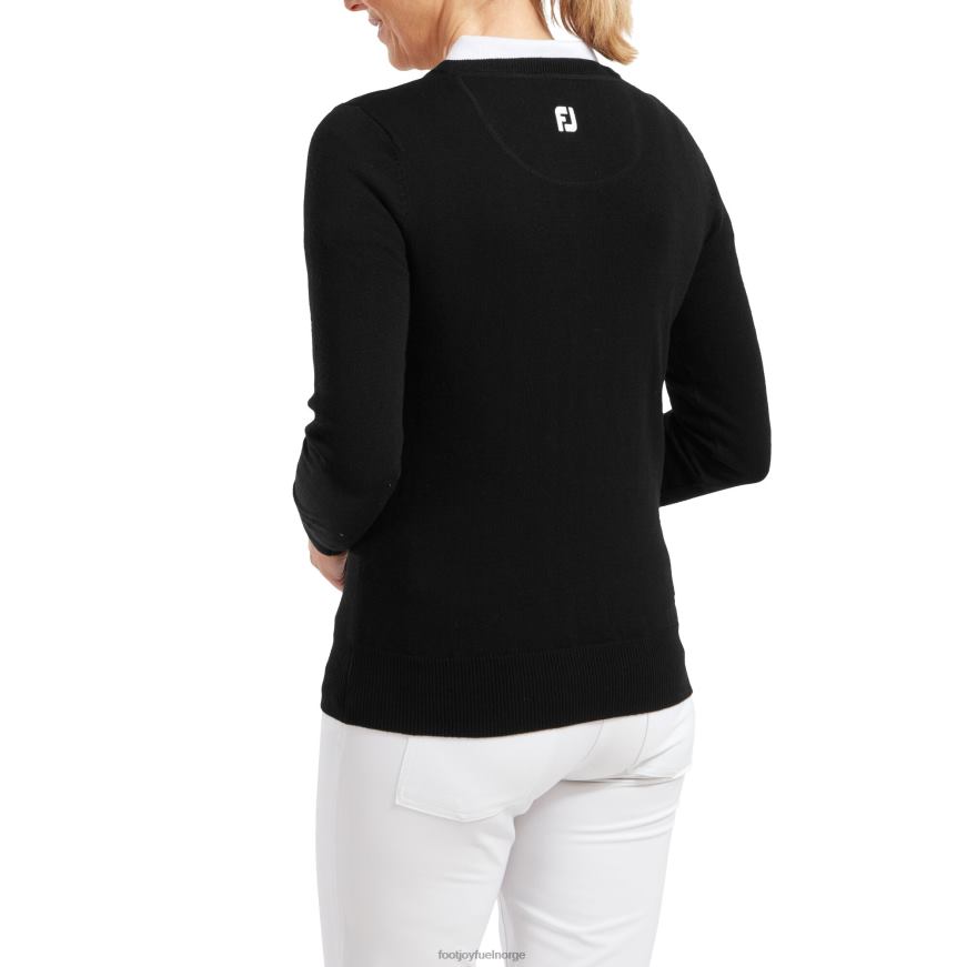 sort ullblanding v-hals genser kvinner R6P2F756 svart Footjoy