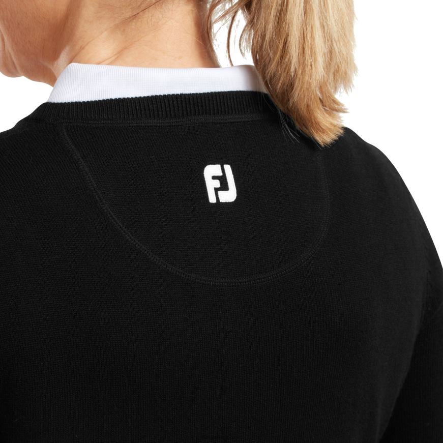 sort ullblanding v-hals genser kvinner R6P2F756 svart Footjoy