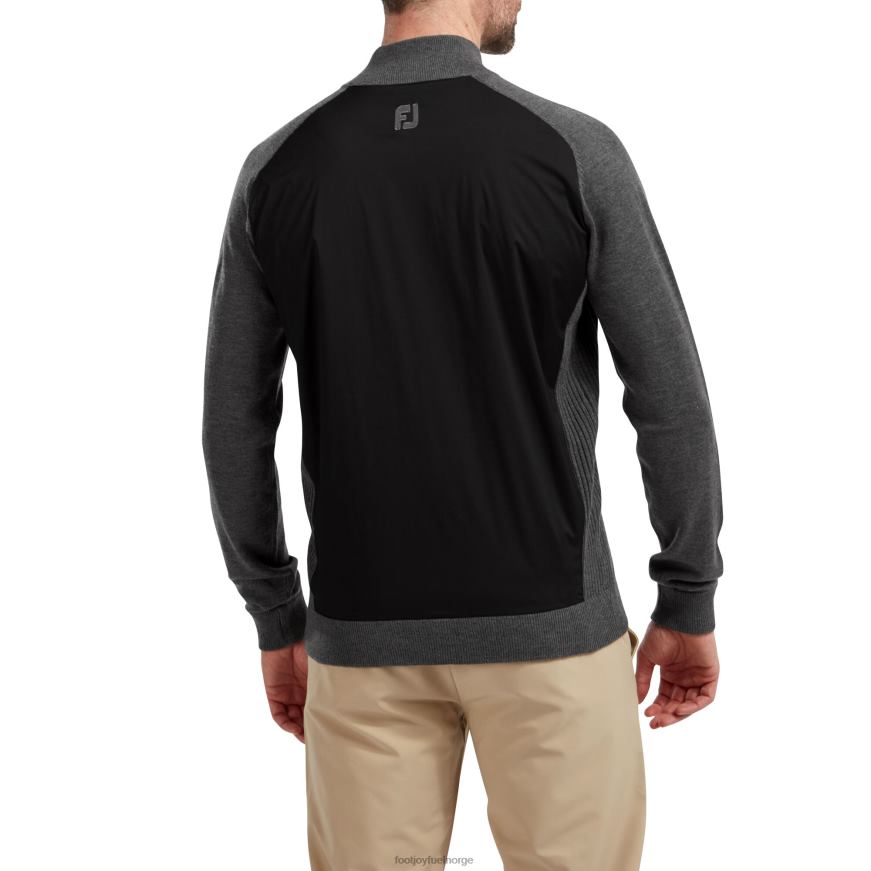 teknisk genser med full glidelås i sort kullblanding R6P2F416 svart-kull Footjoy