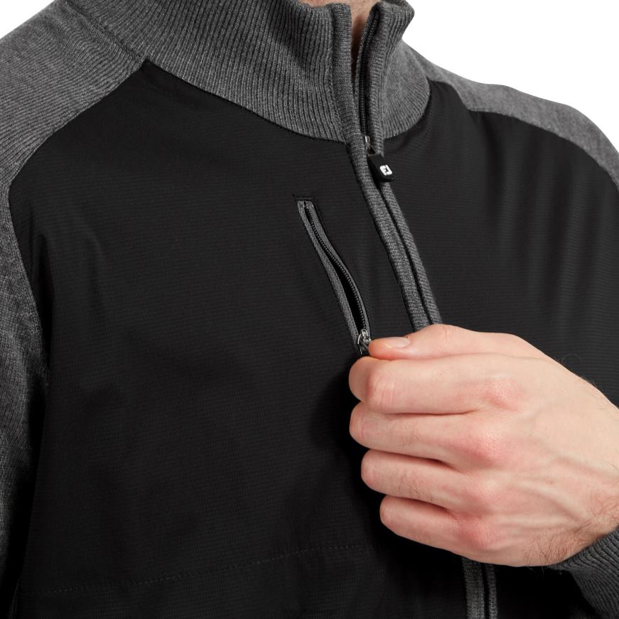 teknisk genser med full glidelås i sort kullblanding R6P2F416 svart-kull Footjoy